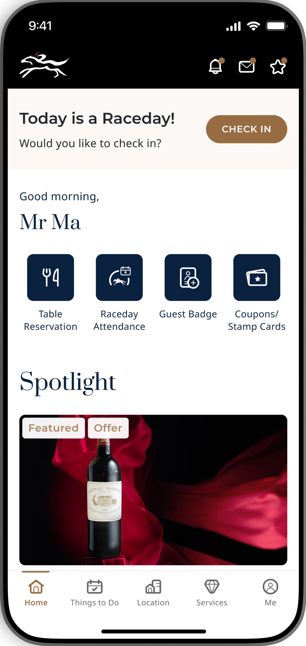 HKJC Members' Mobile App home screen